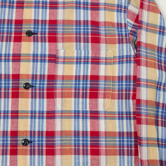 Sugar Cane Open Collar Madras Shirt - Multi/Red