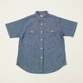 Sugar Cane Short Sleeve Chambray Work Shirt - Navy
