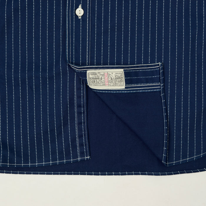 Sugar Cane Short Sleeve Wabash Work Shirt - Navy