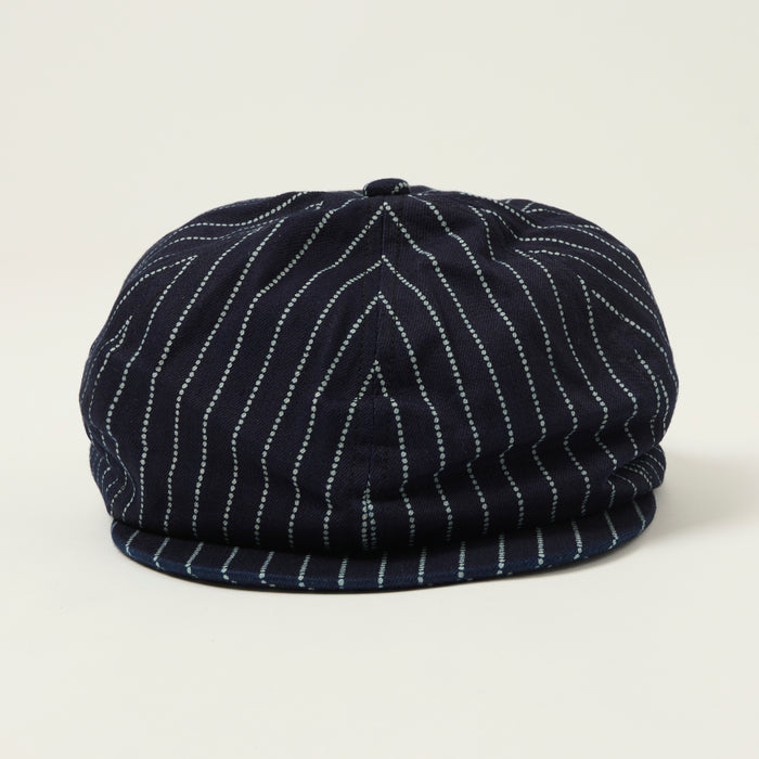 Sugar Cane Wabash Stripe Applejack Cap - Indigo