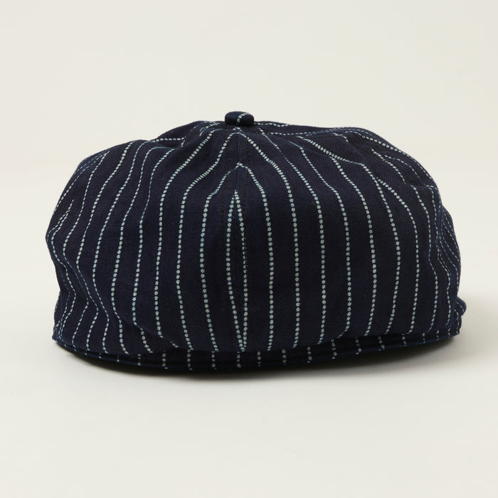 Sugar Cane Wabash Stripe Applejack Cap - Indigo