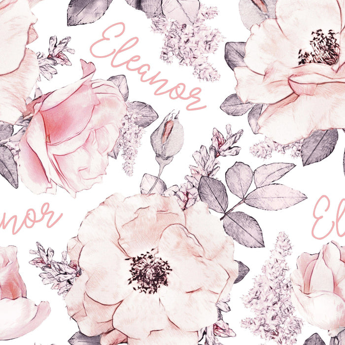 Sugar + Maple Plush Minky Fleece Personalized Blanket | Wallpaper Floral