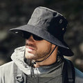 Mandotos sun-safe stylish bucket hat with wide brim and breathable fabric, perfect for outdoor sun protection and casual wear.