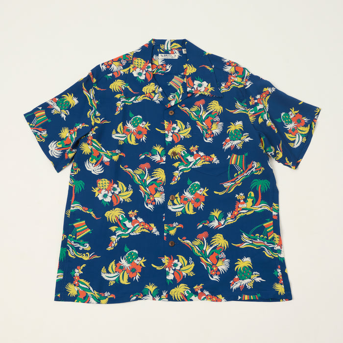 Sun Surf 'Island Trip' Short Sleeve Hawaiian Shirt - Navy