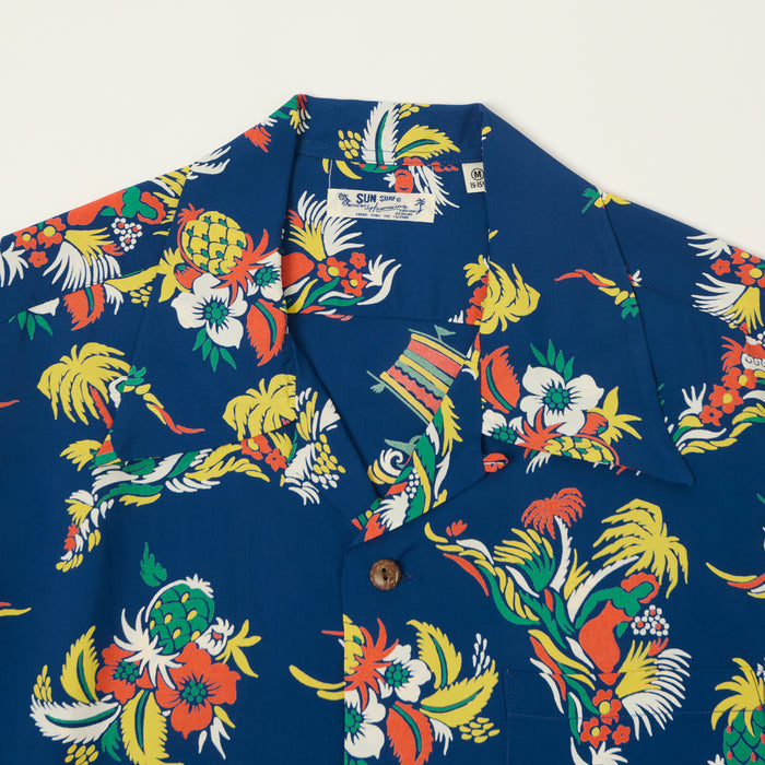 Sun Surf 'Island Trip' Short Sleeve Hawaiian Shirt - Navy