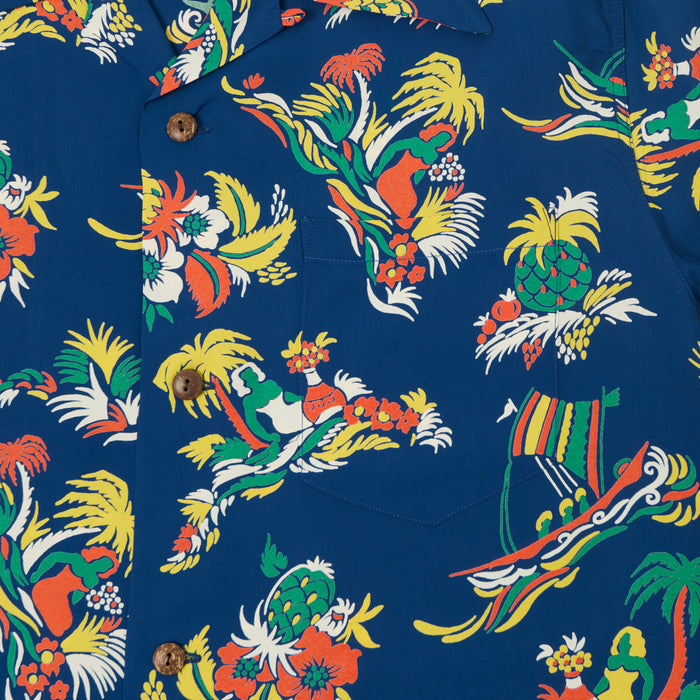 Sun Surf 'Island Trip' Short Sleeve Hawaiian Shirt - Navy