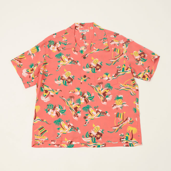 Sun Surf 'Island Trip' Short Sleeve Hawaiian Shirt - Red