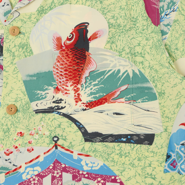 Sun Surf 'Koi' Short Sleeve Hawaiian Shirt - Green
