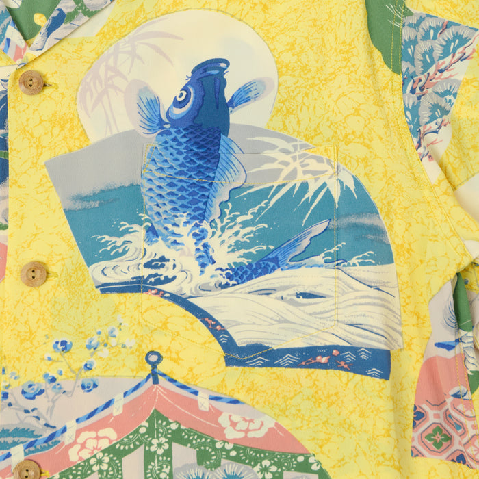 Sun Surf 'Koi' Short Sleeve Hawaiian Shirt - Yellow
