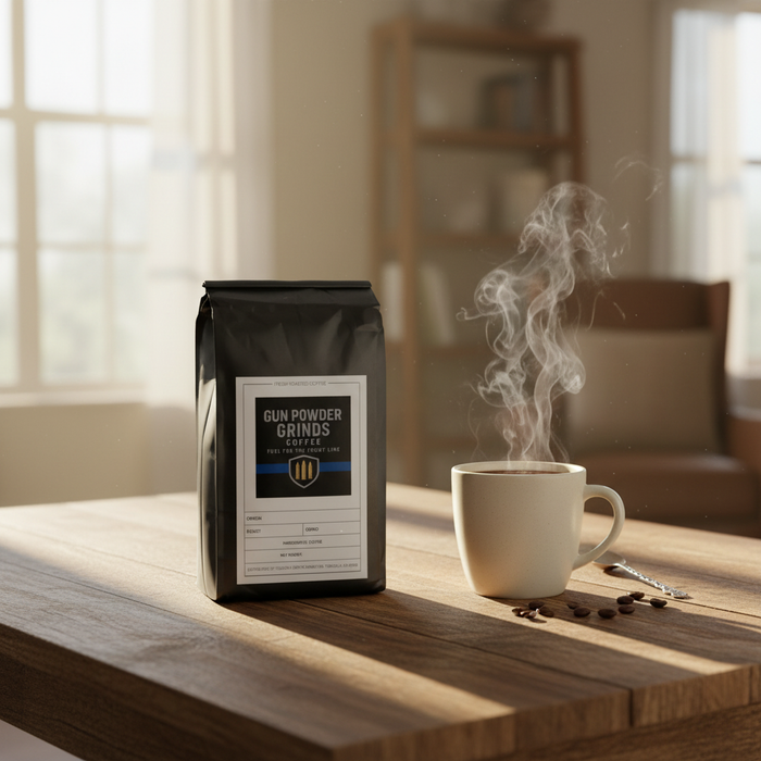 Gun Powder Grinds Tanzania with steaming mug