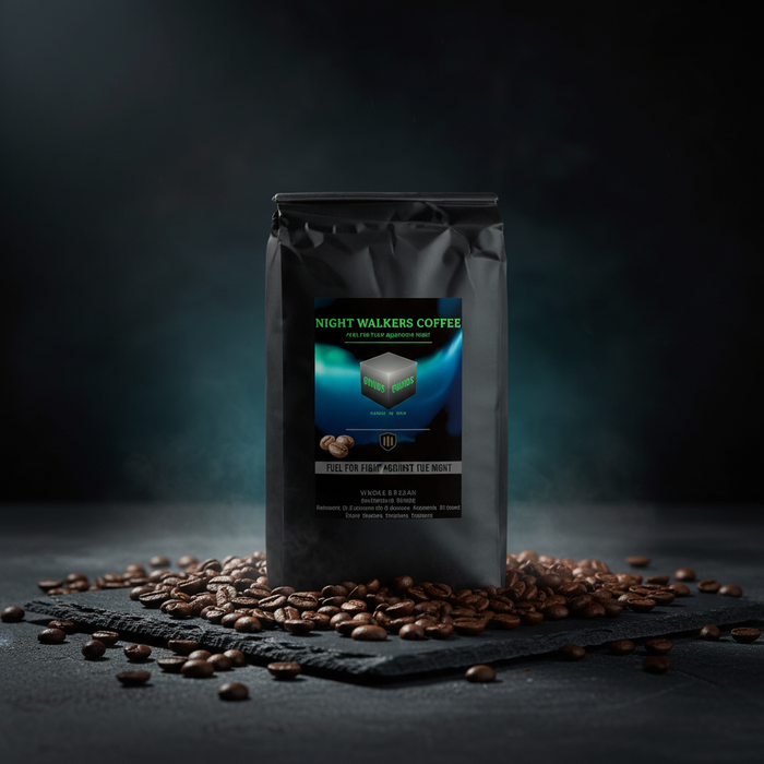 Gun Powder Grinds Night Walkers Whole Bean with scattered beans