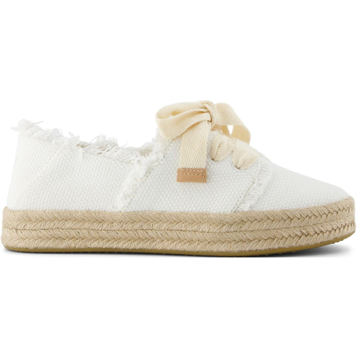 TOMS Carolina Lace Up Cotton Women's White Beachside Espadrilles