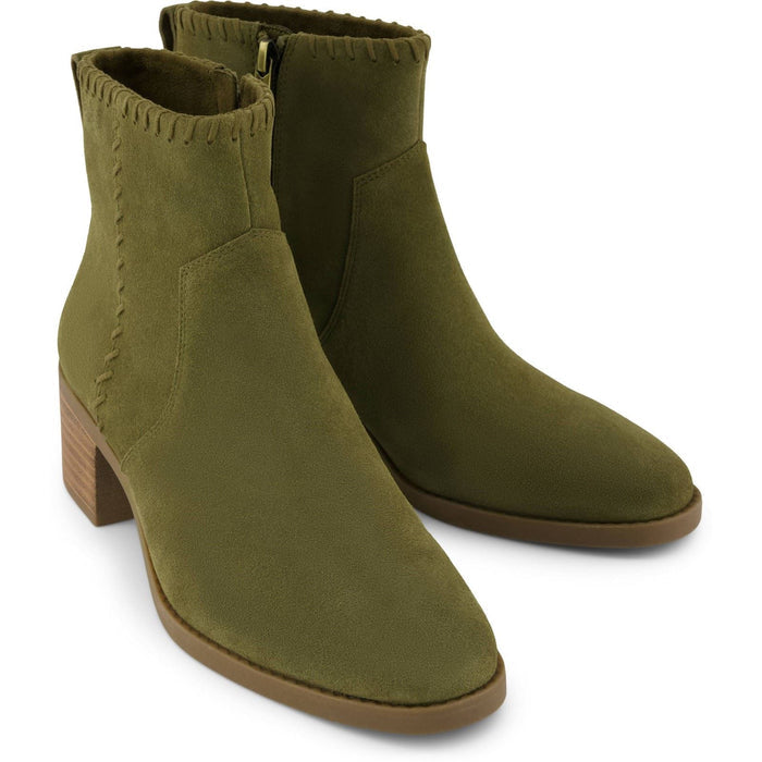TOMS Delilah Heeled Suede Women's Khaki Heeled Ankle Boots