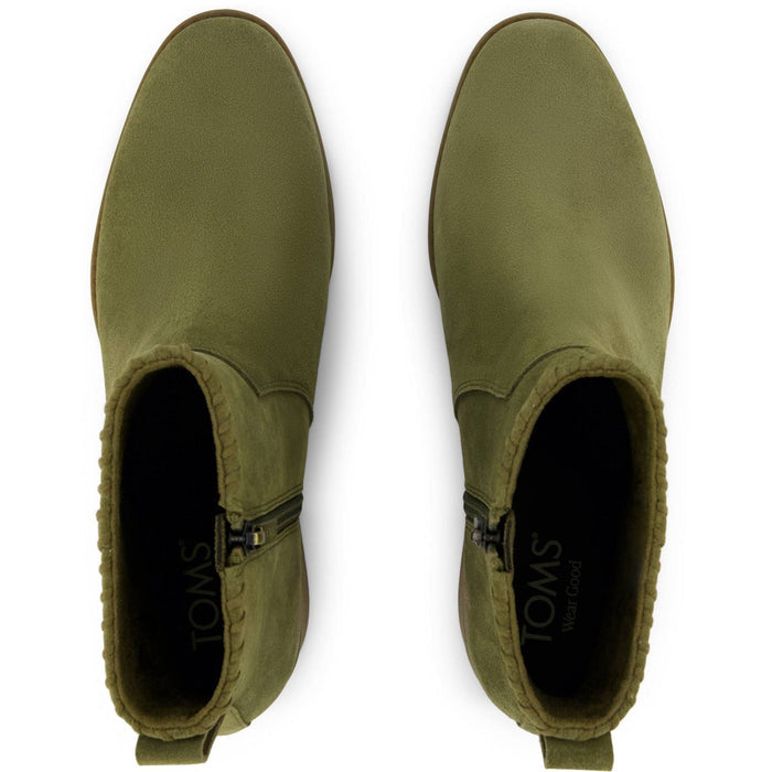 TOMS Delilah Heeled Suede Women's Khaki Heeled Ankle Boots
