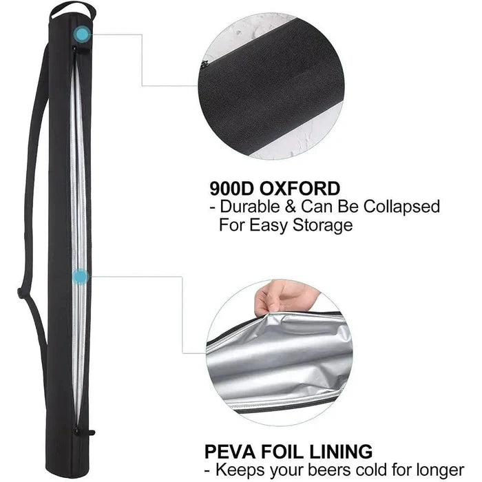 Mandotos Travel Brew Chiller with compact design, stainless steel construction, and reusable cooling sleeve for on-the-go beverage chilling.