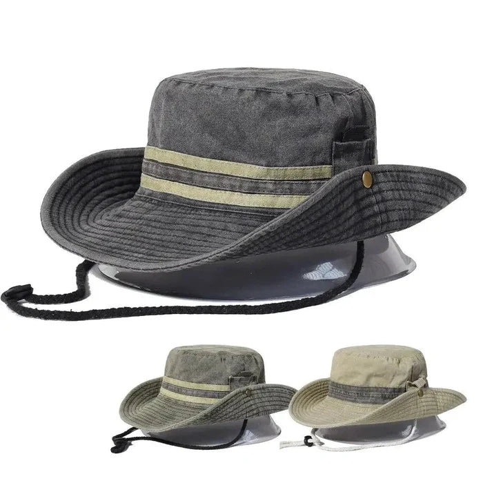 Mandotos unisex summer outdoor hat with wide brim, breathable fabric, perfect for sun protection during outdoor activities.