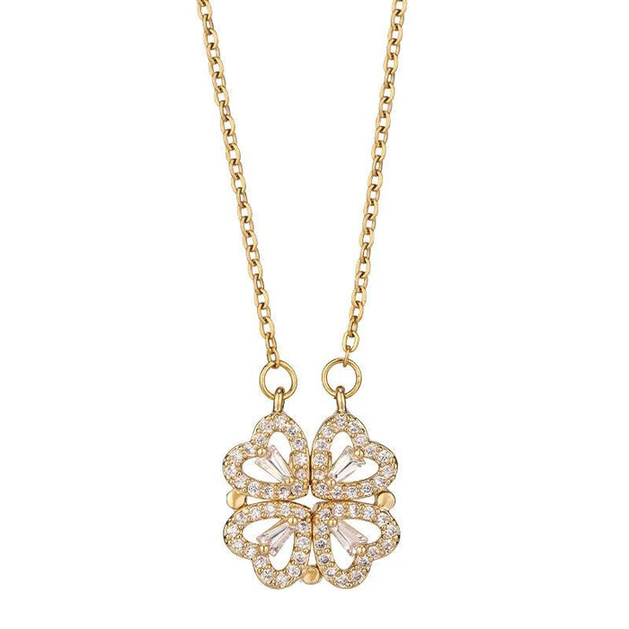 Mandotos Four-leaf Clover titanium steel necklace with non-fading, light luxury design, showcasing a delicate charm on a chain.