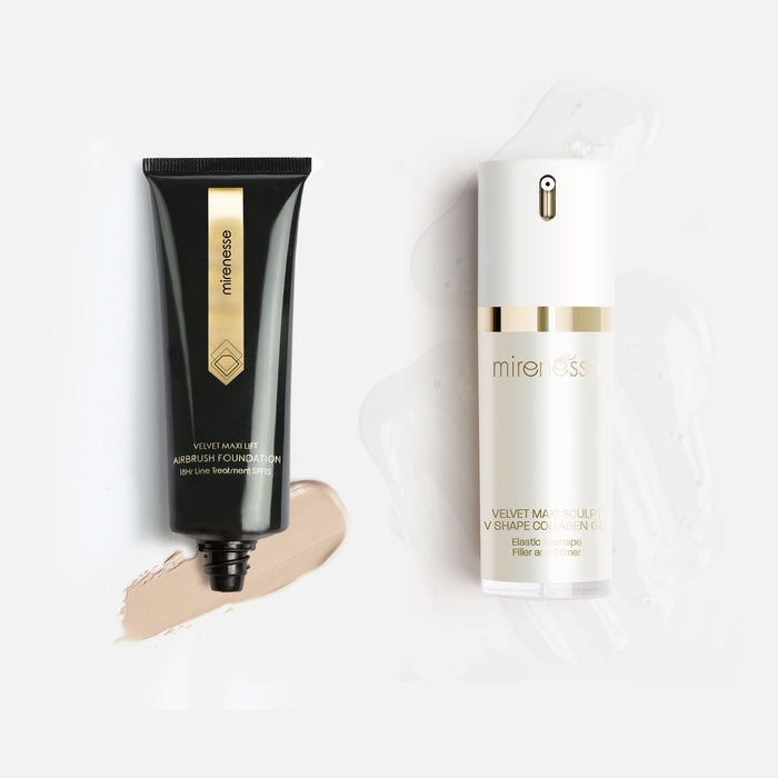 MIRENESSE PACK FOUNDATION 0.202kg / 7.12oz / 13. Vanilla Velvet Maxi Lift Airbrush Foundation + Maxisculpt Collagen Primer  Filler