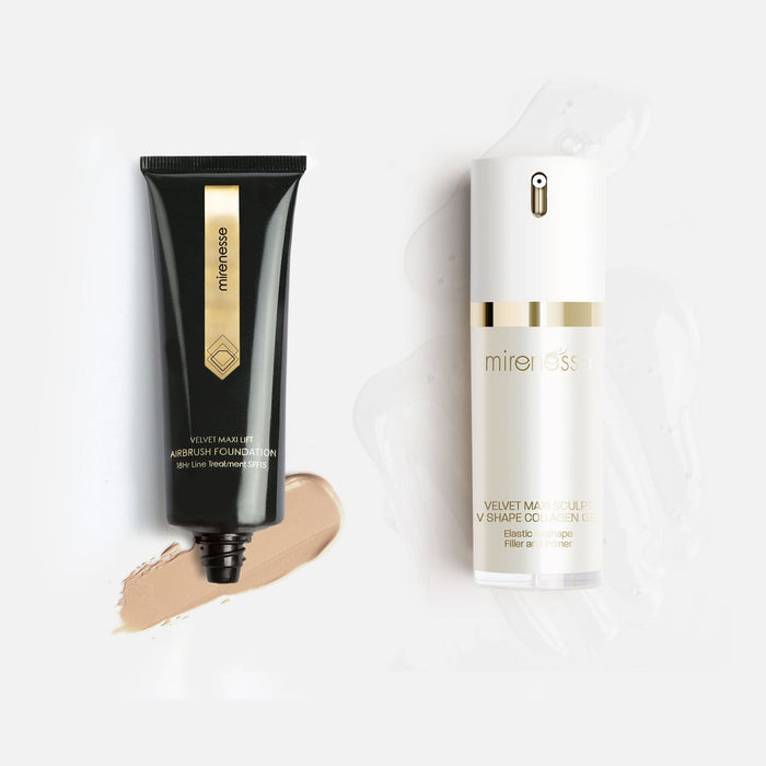 MIRENESSE PACK FOUNDATION Velvet Maxi Lift Airbrush Foundation + Maxisculpt Collagen Primer  Filler