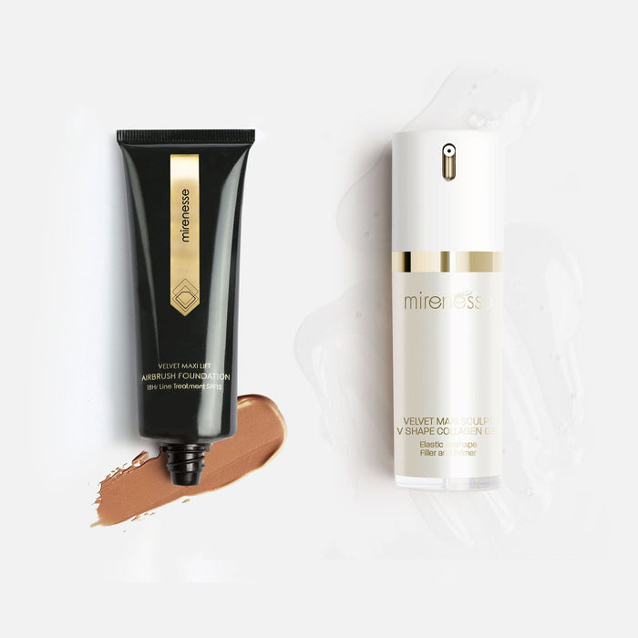 MIRENESSE PACK FOUNDATION 0.202kg / 7.12oz / 28. Cocoa Velvet Maxi Lift Airbrush Foundation + Maxisculpt Collagen Primer  Filler