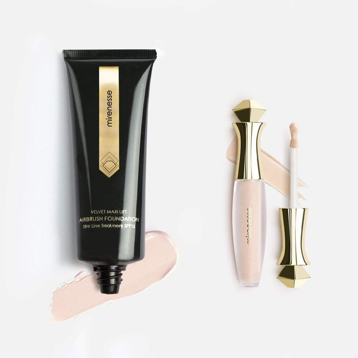 MIRENESSE PACK AON 0.095kg / 3.35oz / 11. Porcelain Velvet Maxilift Airbrush 18hr Foundation + 24hr Concealer Mini