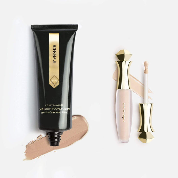 MIRENESSE PACK AON 0.095kg / 3.35oz / 25. Bronze Velvet Maxilift Airbrush 18hr Foundation + 24hr Concealer Mini