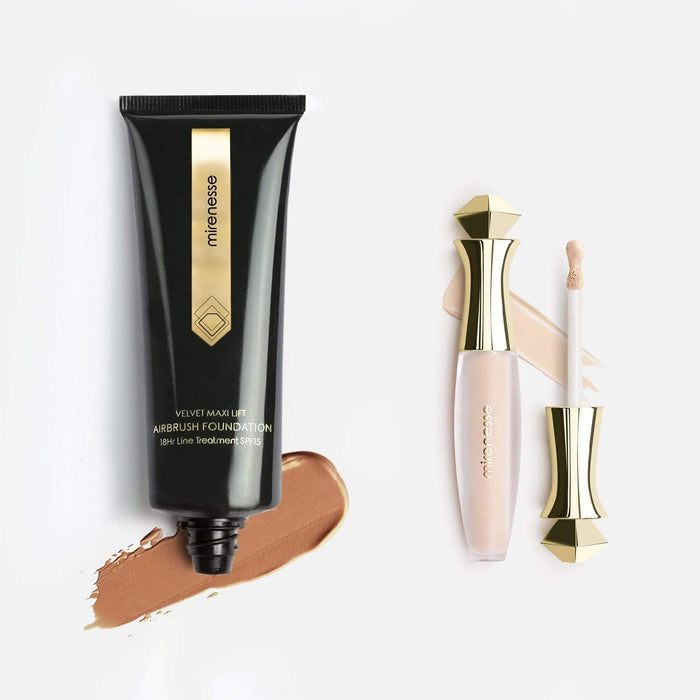 MIRENESSE PACK AON 0.095kg / 3.35oz / 28. Cocoa Velvet Maxilift Airbrush 18hr Foundation + 24hr Concealer Mini