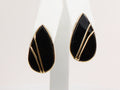 Vintage 14k Yellow Gold Black Onyx Teardrop Shaped Stud Earrings with Post Backs