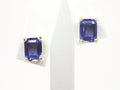 Vintage 14k Yellow Gold Purple Blue Spinel Stud Earrings