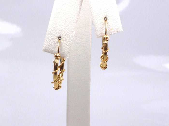 Vintage 14k Yellow Gold Round Twist Hoop Earrings, 5/8"