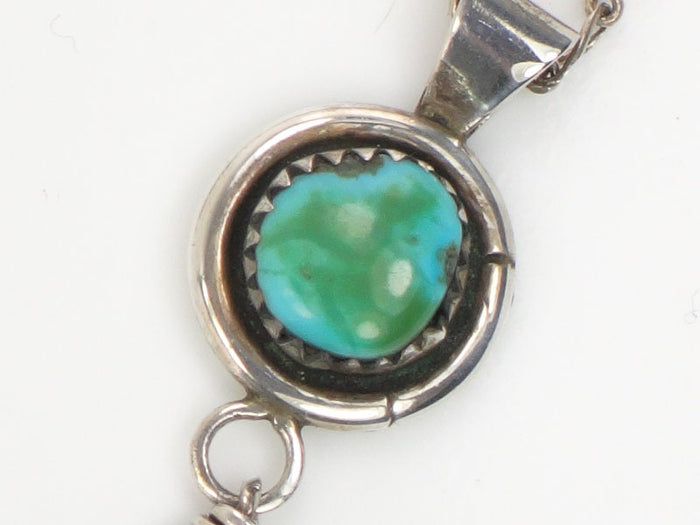 Vintage Gary Reeves Navajo Large Sterling Silver Turquoise Feather Pendant Necklace 16"