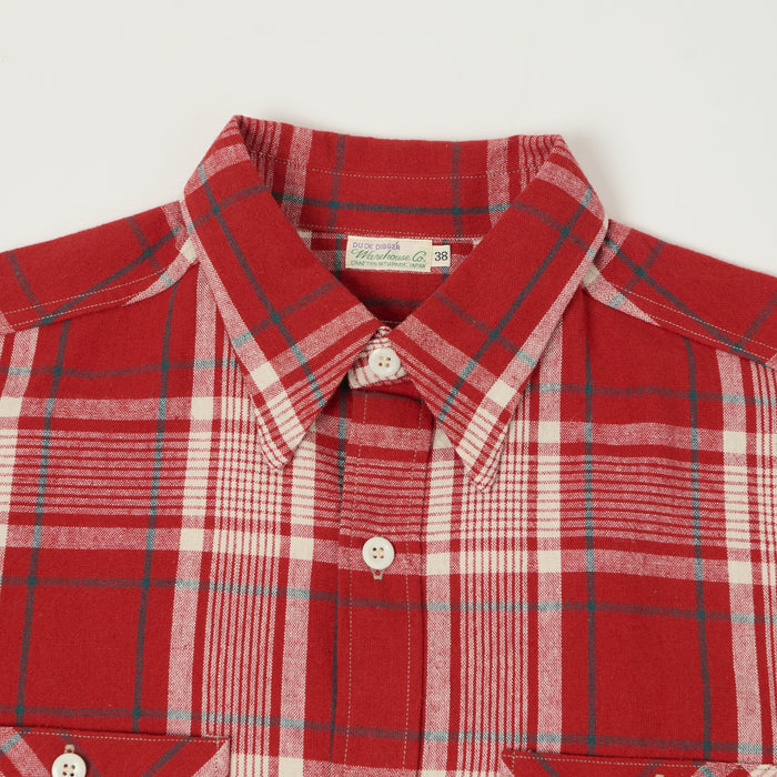 Warehouse & Co 3056 Duck Digger Short Sleeve Plaid Shirt - Red