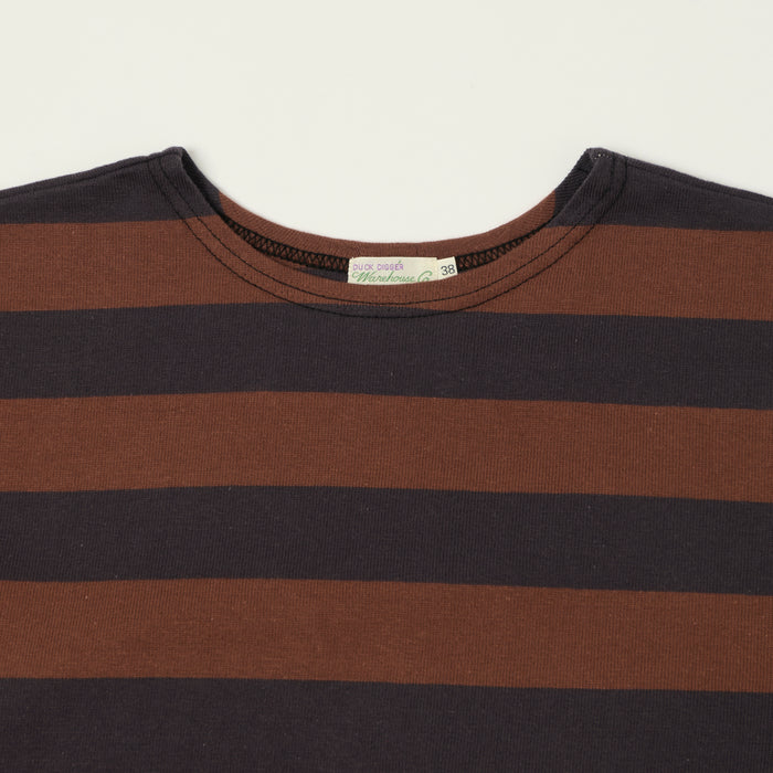 Warehouse & Co 4051 Duck Digger 3/4 Sleeve Border T-Shirt - Black/Brown