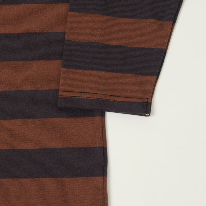 Warehouse & Co 4051 Duck Digger 3/4 Sleeve Border T-Shirt - Black/Brown