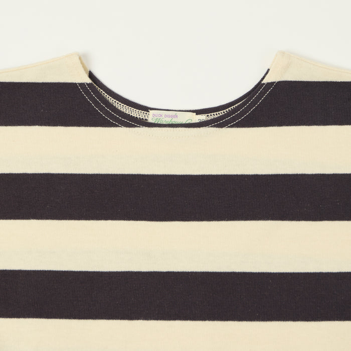 Warehouse & Co 4051 Duck Digger 3/4 Sleeve Border T-Shirt - Black/Natural