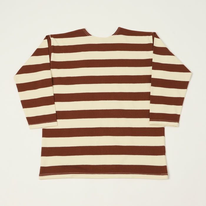 Warehouse & Co 4051 Duck Digger 3/4 Sleeve Border T-Shirt - Brown/Natural
