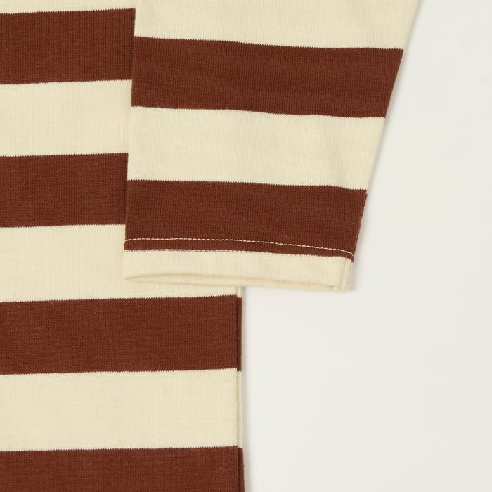 Warehouse & Co 4051 Duck Digger 3/4 Sleeve Border T-Shirt - Brown/Natural