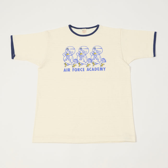 Warehouse & Co 4059 'Air Force Academy' Ringer T-Shirt - Cream/Navy