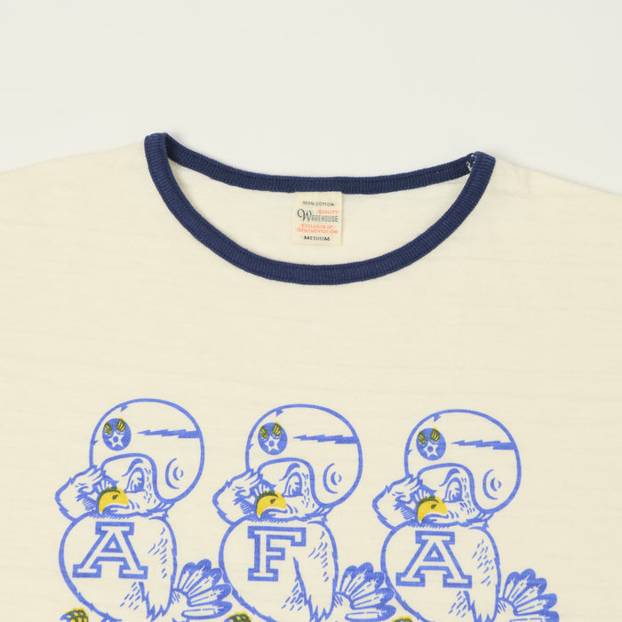 Warehouse & Co 4059 'Air Force Academy' Ringer T-Shirt - Cream/Navy