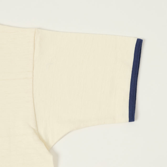 Warehouse & Co 4059 'Air Force Academy' Ringer T-Shirt - Cream/Navy