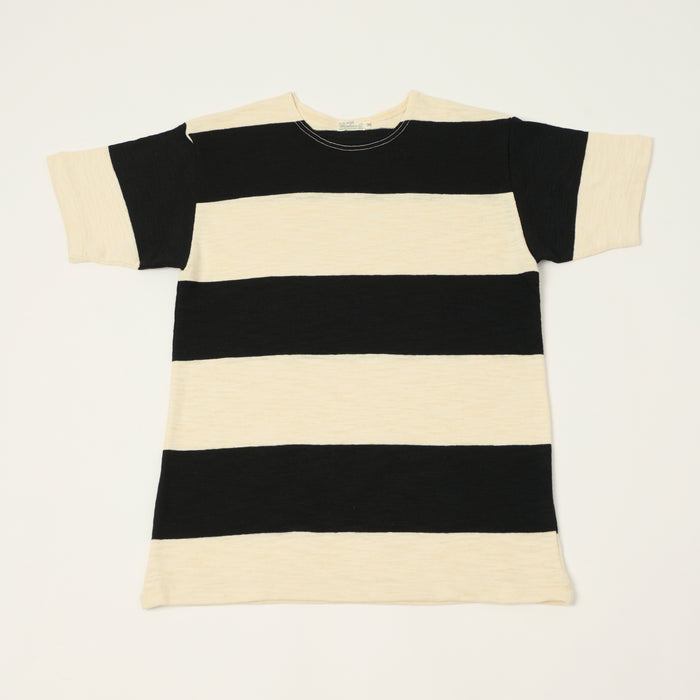 Warehouse & Co 4109 Duck Digger Slub Border T-Shirt - Black/Natural