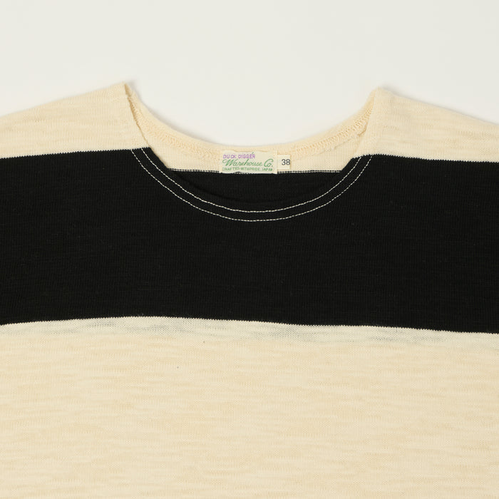Warehouse & Co 4109 Duck Digger Slub Border T-Shirt - Black/Natural