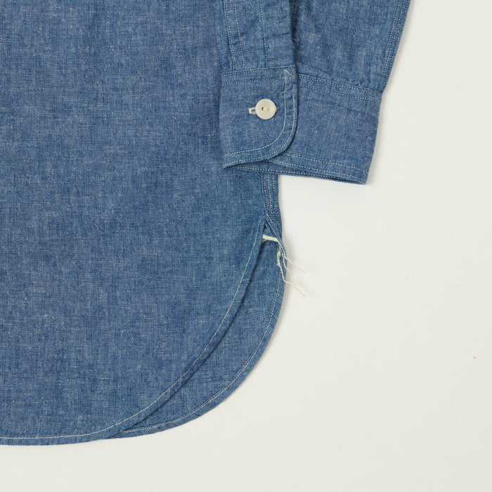 Warehouse & Co 'Duck Digger' 3064 Ventilation Triple Stitch Chambray Shirt - Sax