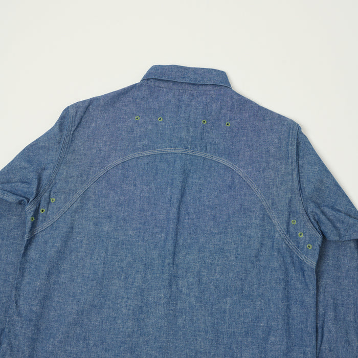 Warehouse & Co 'Duck Digger' 3064 Ventilation Triple Stitch Chambray Shirt - Sax