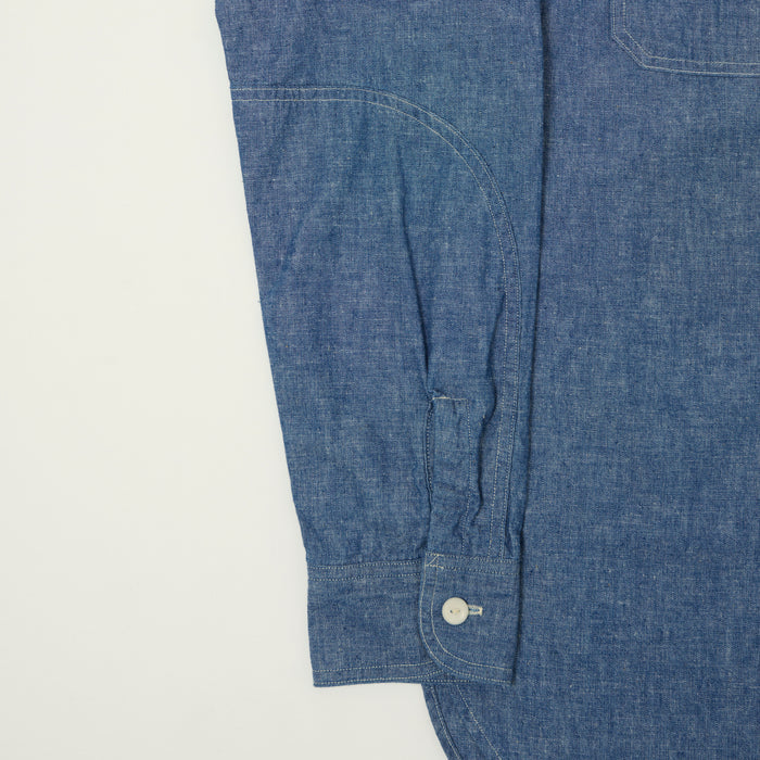 Warehouse & Co 'Duck Digger' 3064 Ventilation Triple Stitch Chambray Shirt - Sax