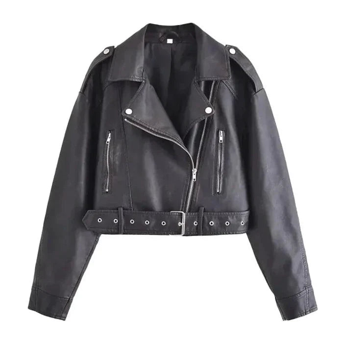 Mandotos washed faux leather jacket with a classic design, featuring a sleek fit and textured finish for stylish casual wear.