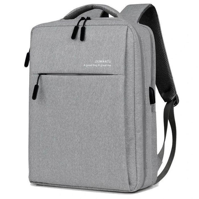 Mandotos waterproof and shockproof rechargeable backpack with laptop compartment, durable design and sturdy straps.