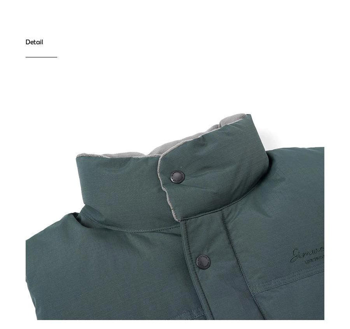 White Duck Down Vest by MANDOTOS, men's ultra-effective three-proof jacket with quilted design and front zipper closure.