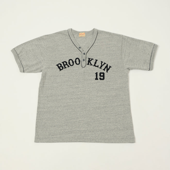 Whitesville 'Brooklyn' Baseball Henley T-Shirt - Heather Grey