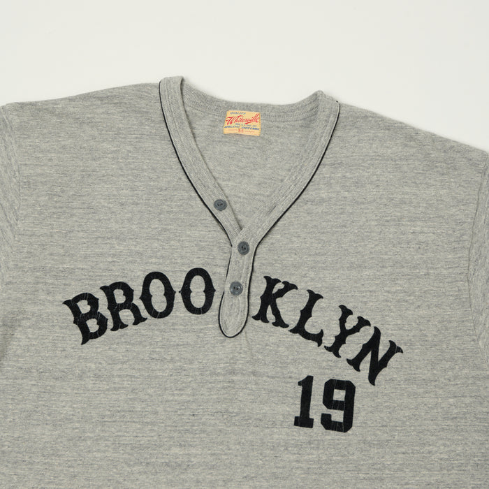 Whitesville 'Brooklyn' Baseball Henley T-Shirt - Heather Grey